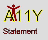 Schriftzug A11Y Statement mit Barrierefreiheit-Männchen im Hintergrund